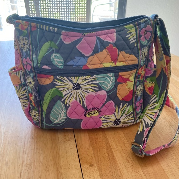 Vera Bradley Handbags - Vera Bradley Jazzy Blooms Gray Floral Quilted Crossbody Satchel Purse Spring ‘13